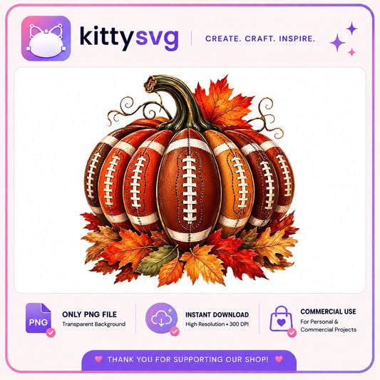 Football Pumpkin PNG, Fall Autumn Clipart, Thanksgiving PNG