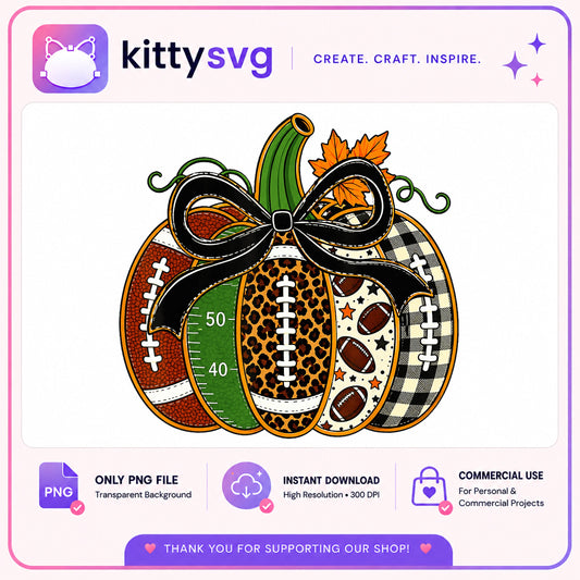 Football Pumpkin PNG, Fall Leopard Bow Pumpkin PNG, Halloween PNG