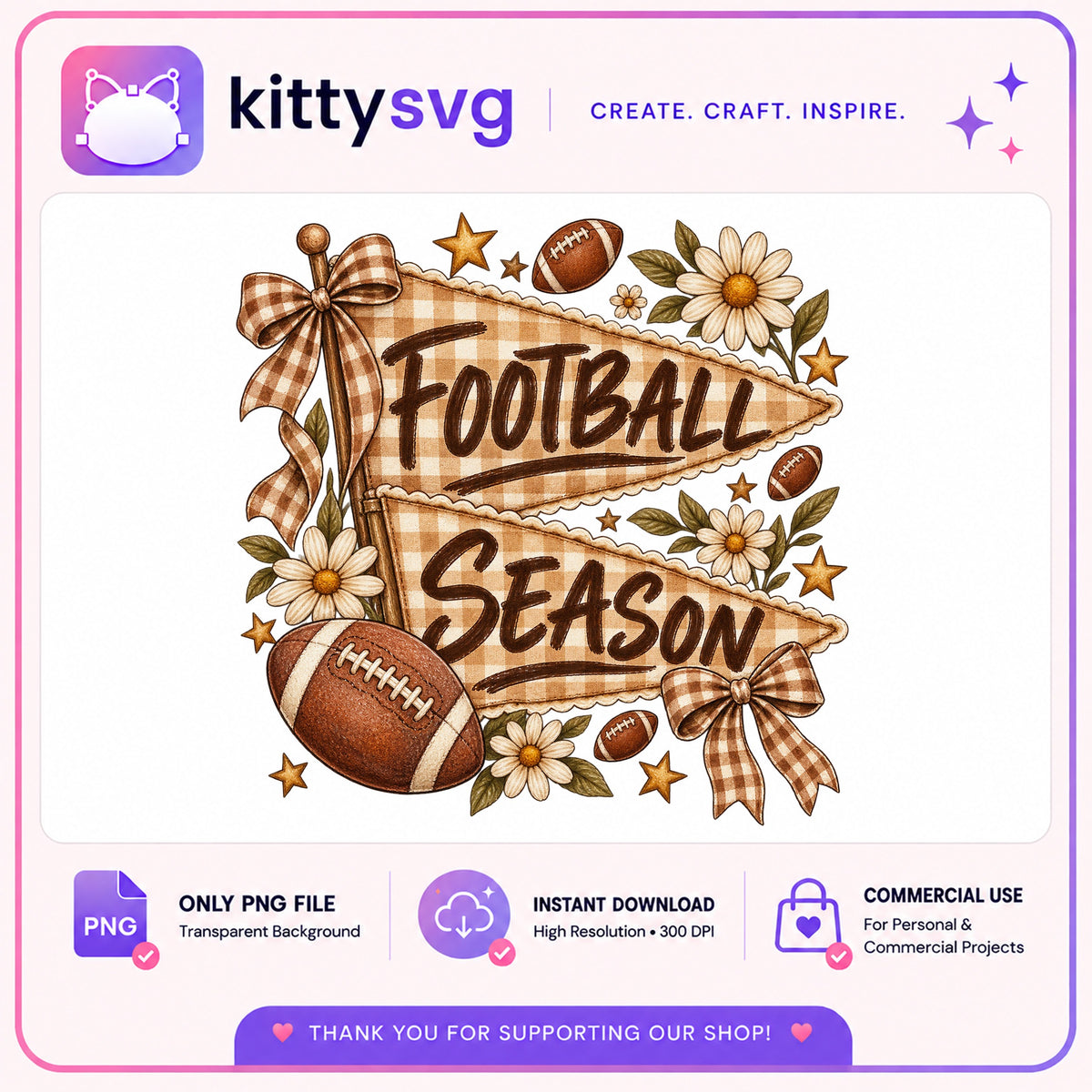 Football Season Floral PNG, Coquette Bow Football PNG, Game Day PNG
