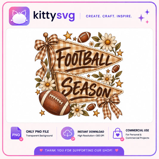 Football Season Floral PNG, Coquette Bow Football PNG, Game Day PNG