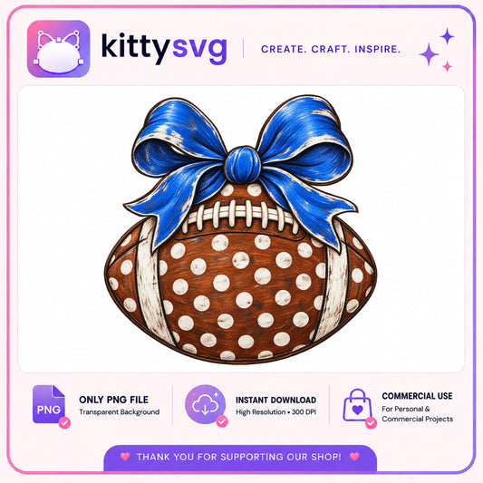 Football With Bow PNG, Coquette Football PNG, Game Day PNG