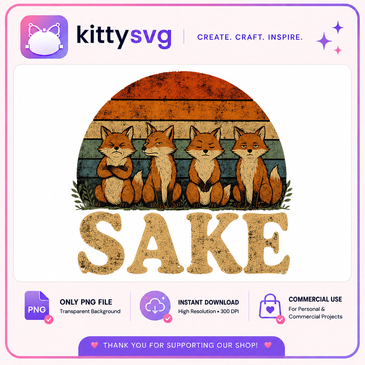 For Fox Sake Retro PNG, Funny Fox Vintage Sublimation, Fox PNG