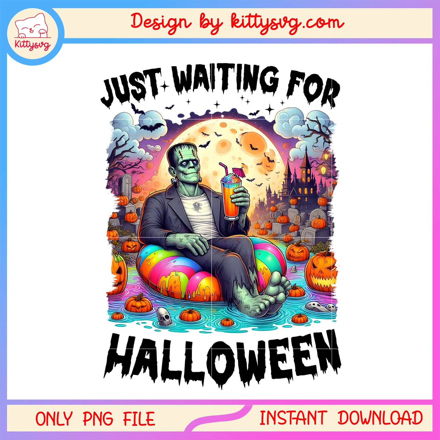 Frankenstein Just waiting for halloween png, halloween Frankenstein movie png