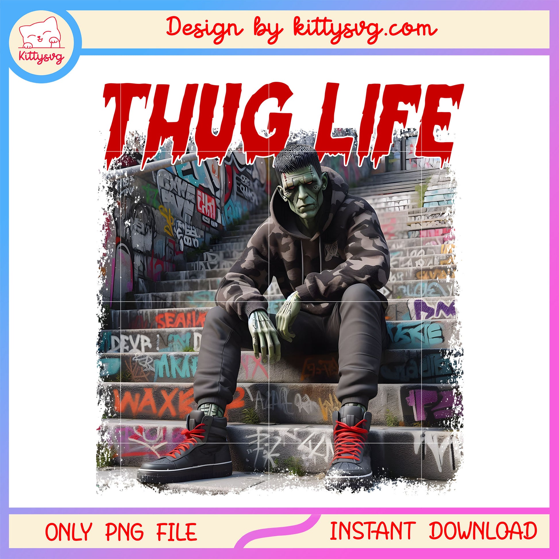 Frankenstein monster sitting thug life png, horror movie png, thug life png
