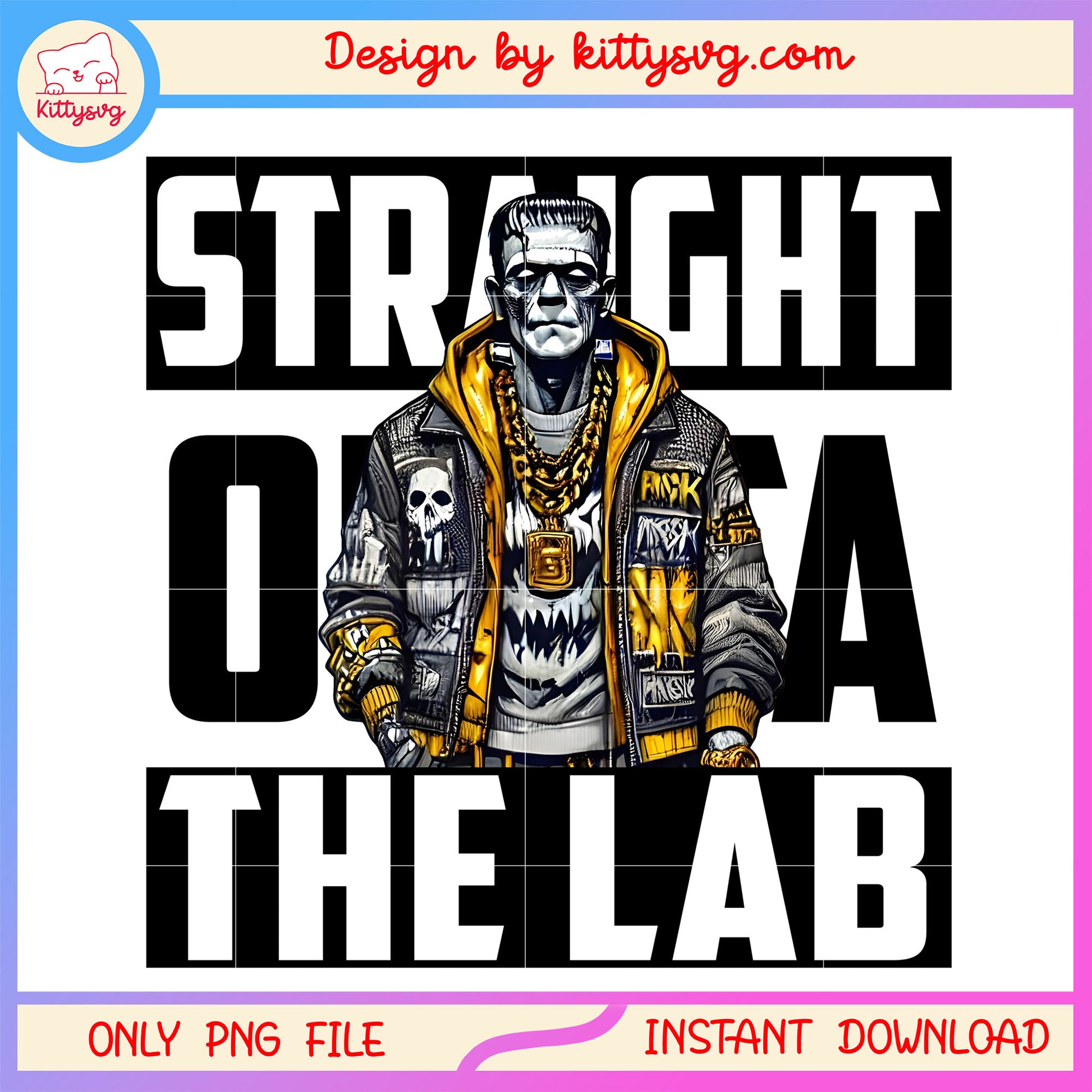 Frankenstein portrait straight outta the lab png, frankenstein scary character png
