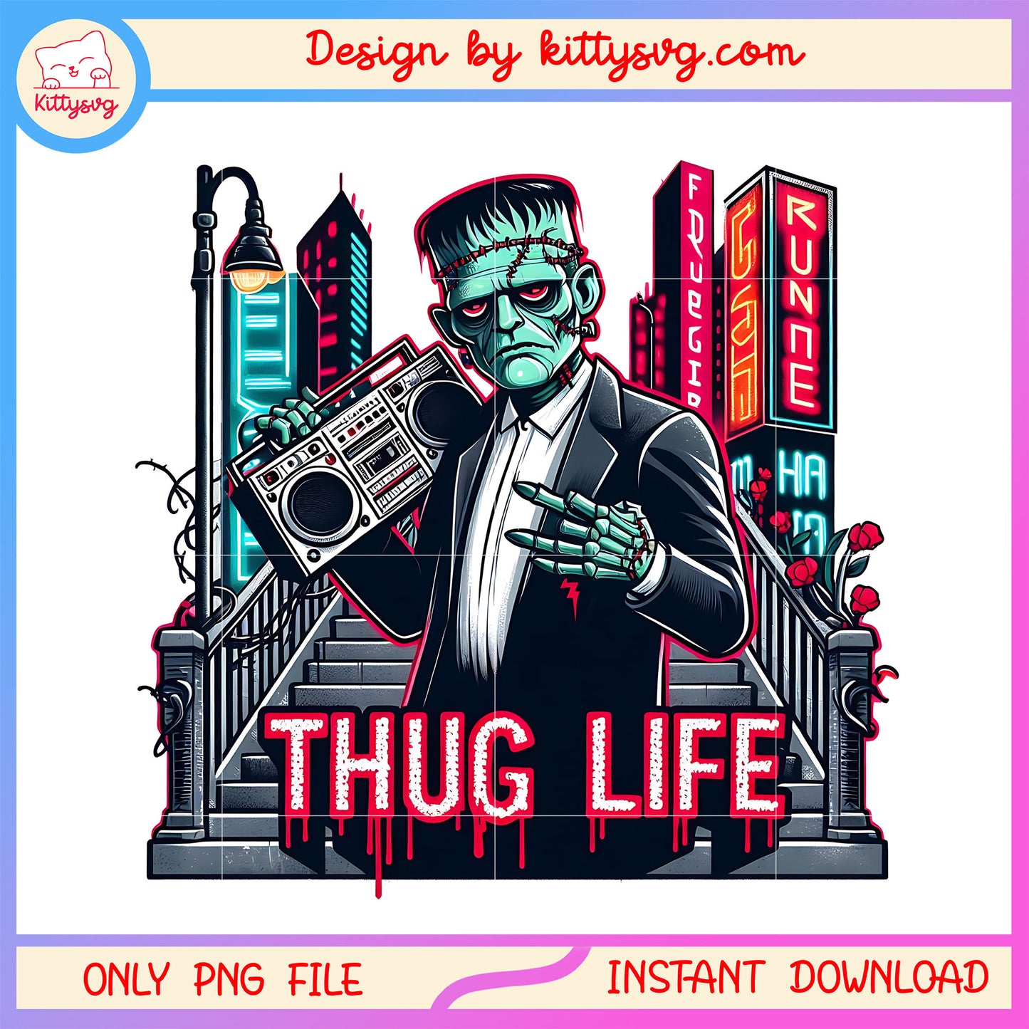 Frankenstein thug life design png, thug life png, frankenstein png