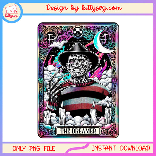Freddy Krueger tarot card png, Freddy Krueger horror tarot card png