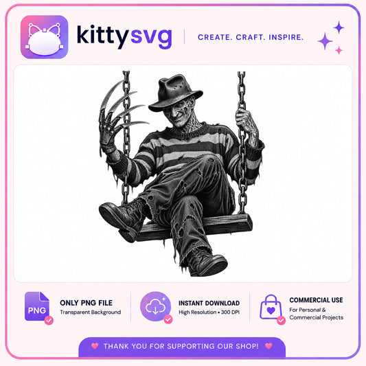 Freddy Krueger On Swing PNG, Horror Movie PNG, Halloween PNG