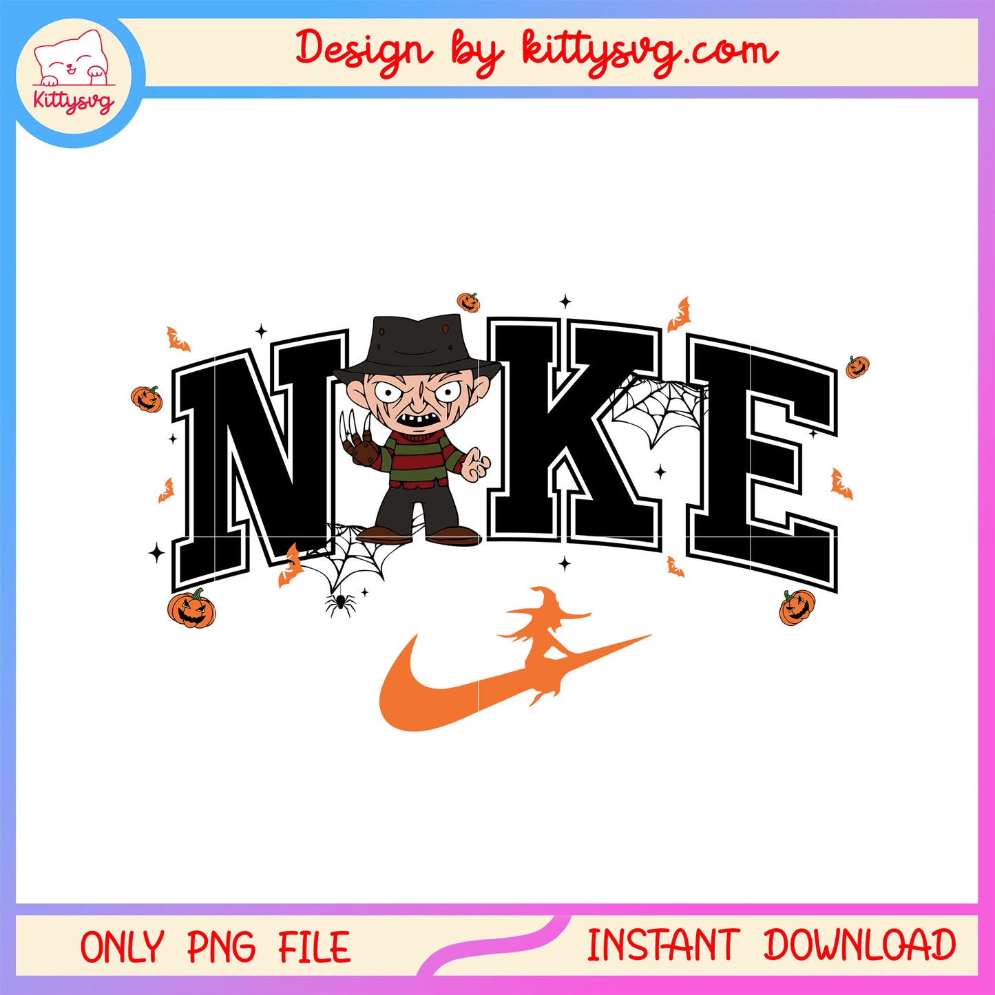 Freddy krueger chibi nike logo png, logo nike design png