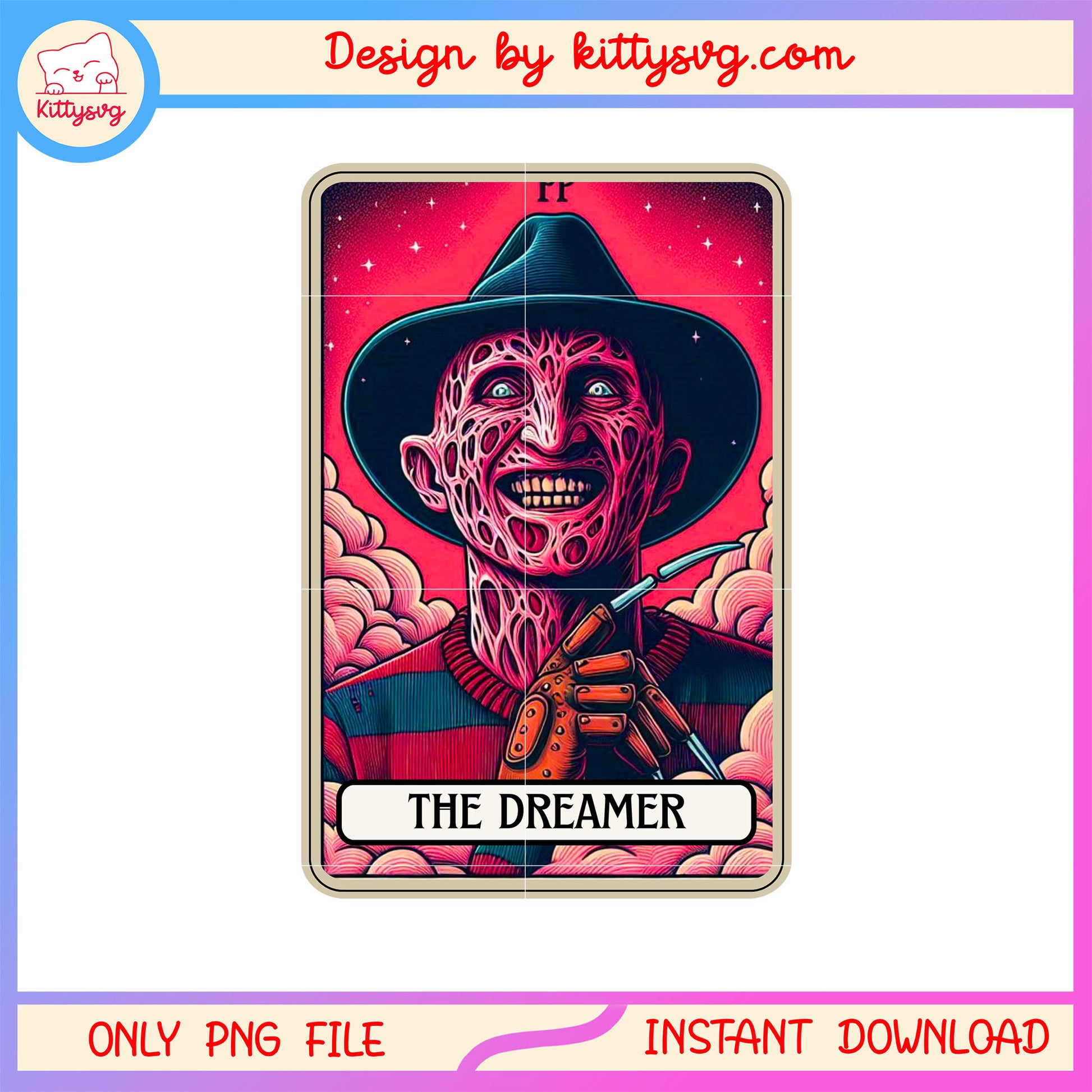 Freddy krueger the dreamer tarot card png, halloween png