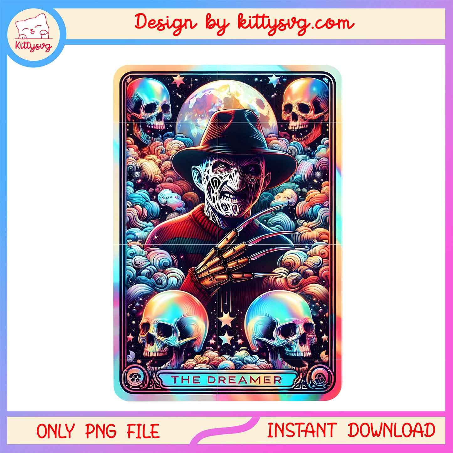 Freddy krueger the dreamer tarot card png, the dreamer halloween png