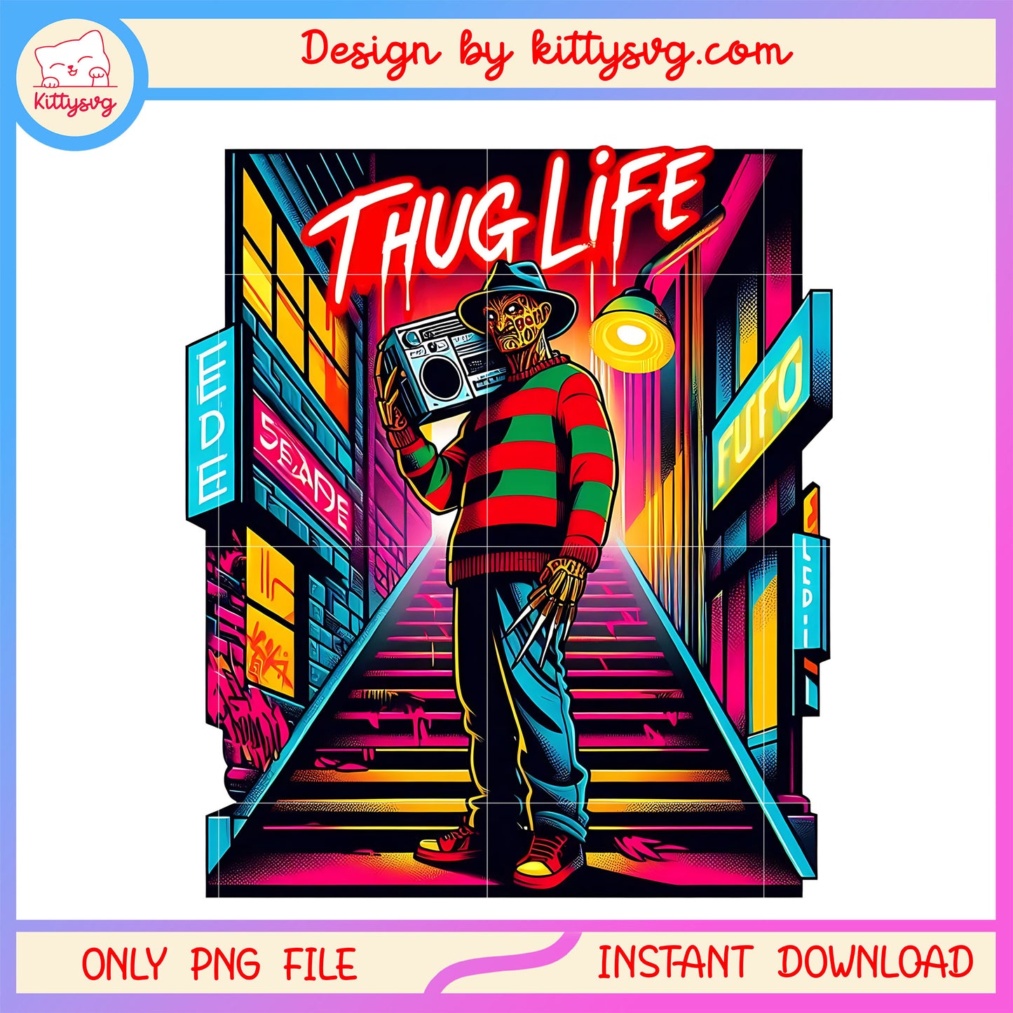 Freddy kueger nightmare thug life design png, thug life png, halloween png