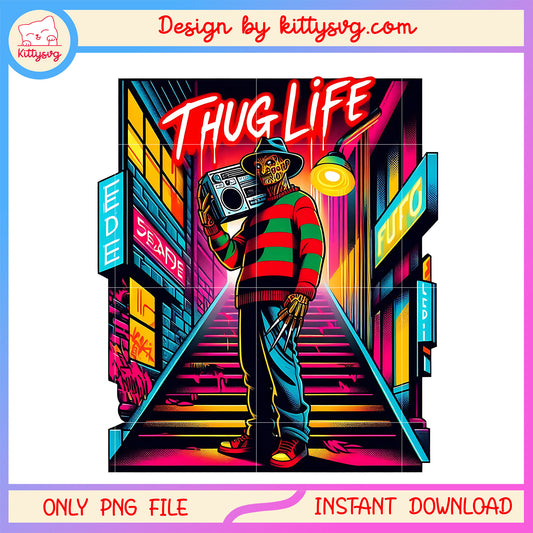 Freddy kueger nightmare thug life design png, thug life png, halloween png