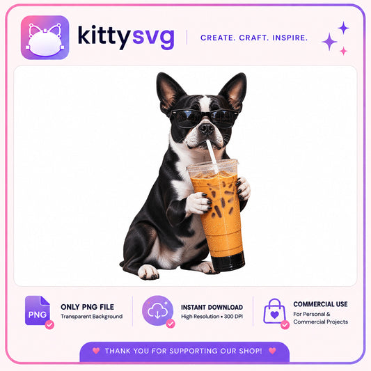 French Bulldog With Boba Tea PNG, Cool Dog Clipart, Dog PNG