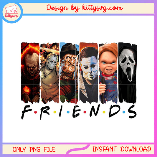 Friends character horror movies png, scary character horror film png
