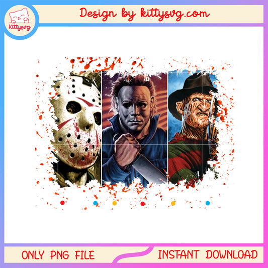 Friends characters horror design png, halloween film character png