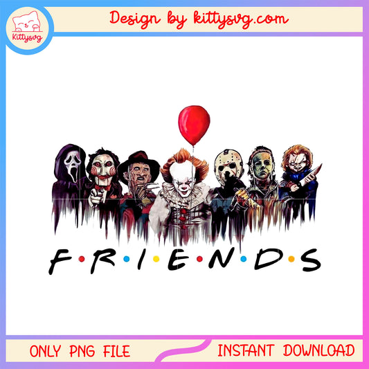 Friends characters horror halloween png, scary movies characters png