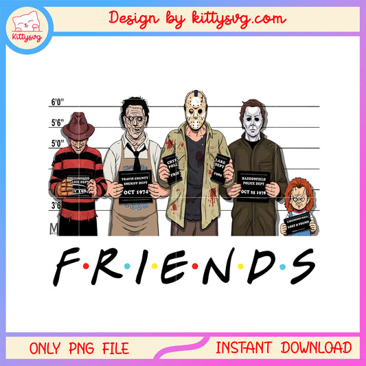 Friends characters horror movies design png, scary movie characters png