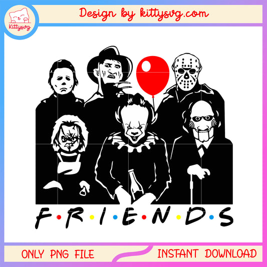 Friends characters horror movies halloween png, scary films png