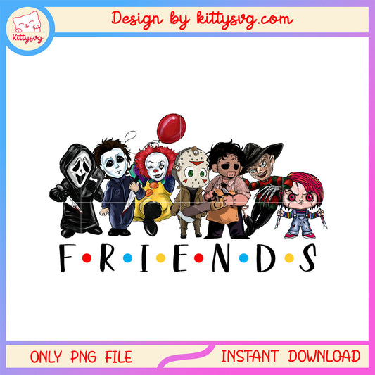 Friends halloween design png, horror friends png