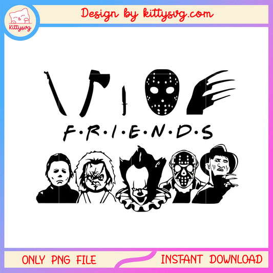 Friends horror characters design png, friends horror halloween png