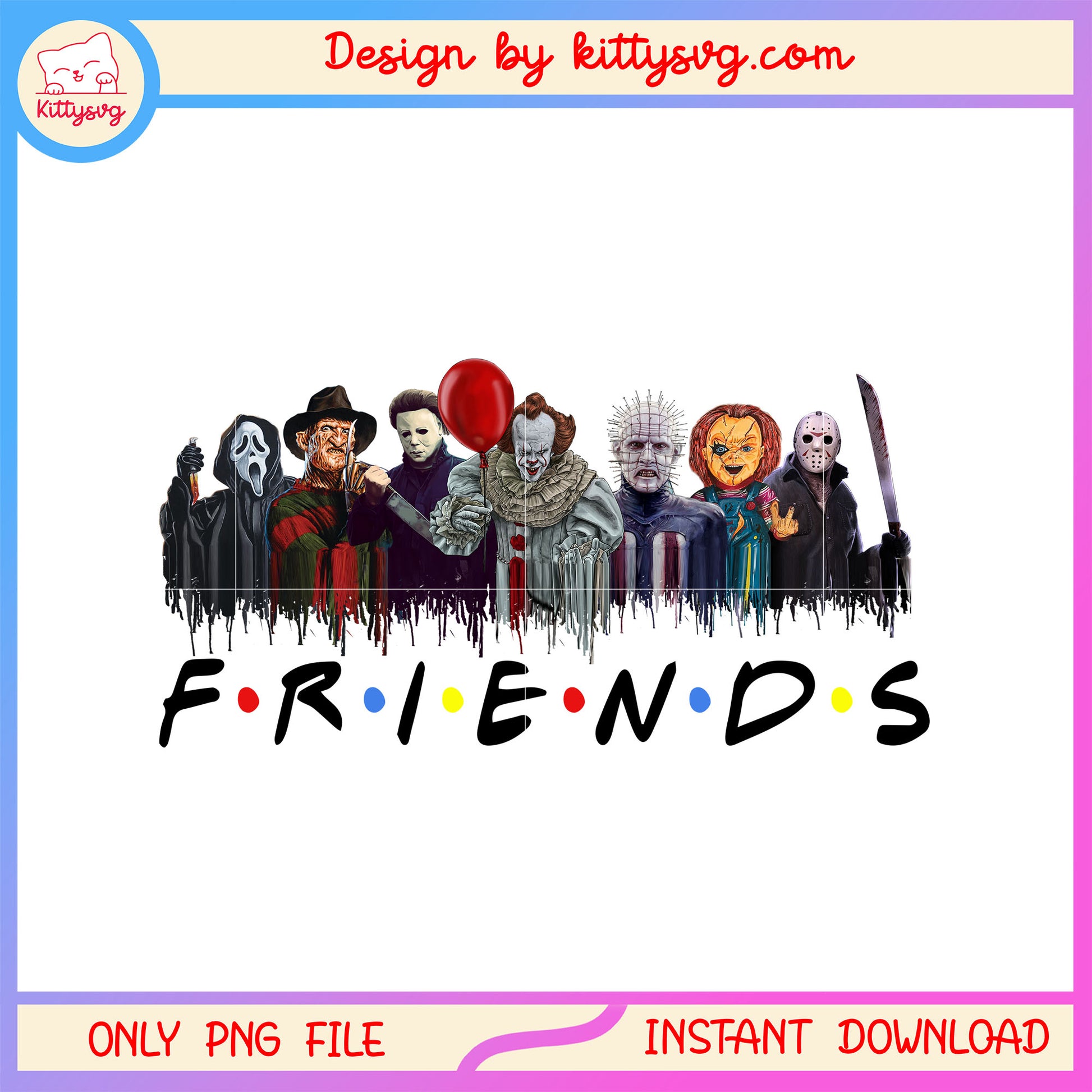 Friends of scary halloween movies design  png, horror movies character friends png