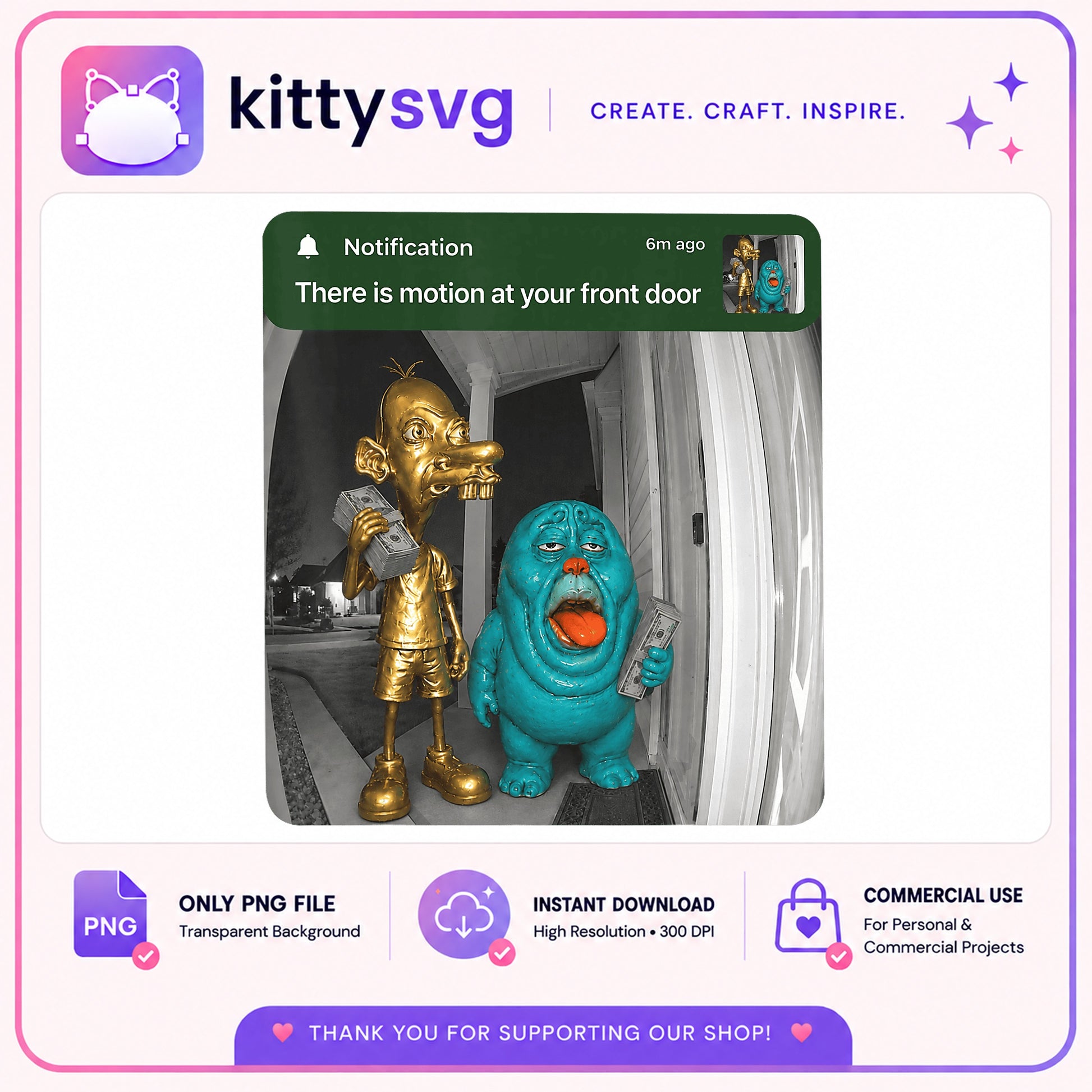 Funny Doorbell Camera Meme PNG, Motion At Front Door PNG, Viral Meme PNG
