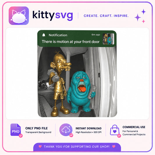 Funny Doorbell Camera Meme PNG, Motion At Front Door PNG, Viral Meme PNG