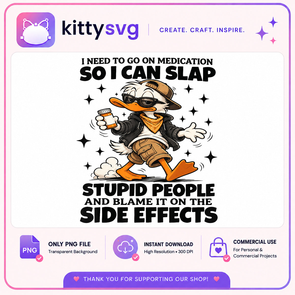 Funny Duck Slap Stupid People PNG, Sarcastic Quote PNG, Humor PNG