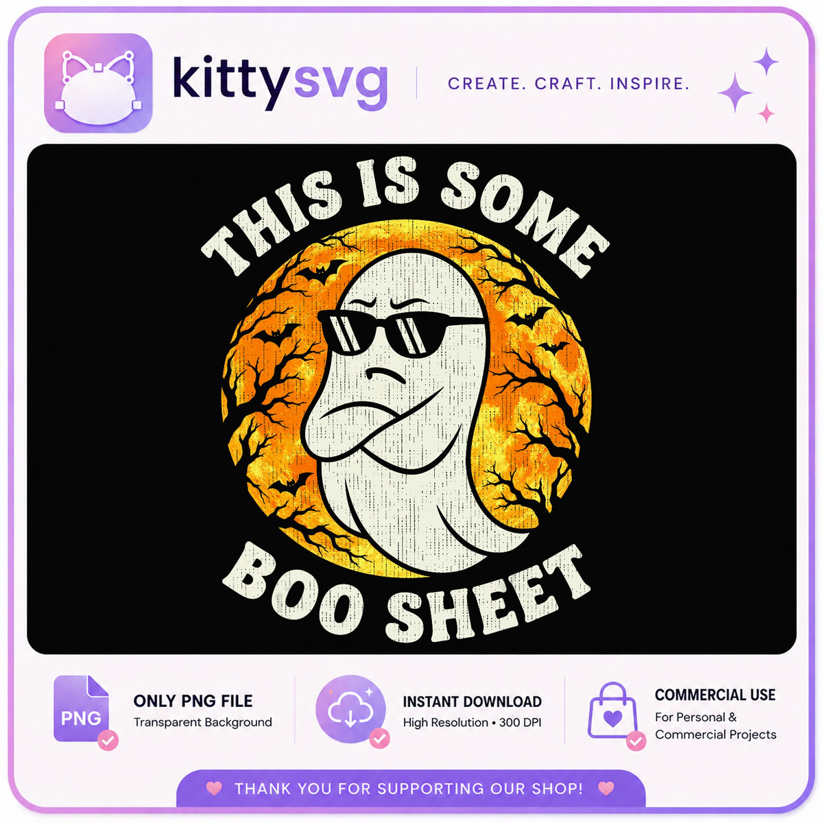 Funny Halloween Ghost PNG, This Is Some Boo Sheet, Cool Retro Ghost PNG