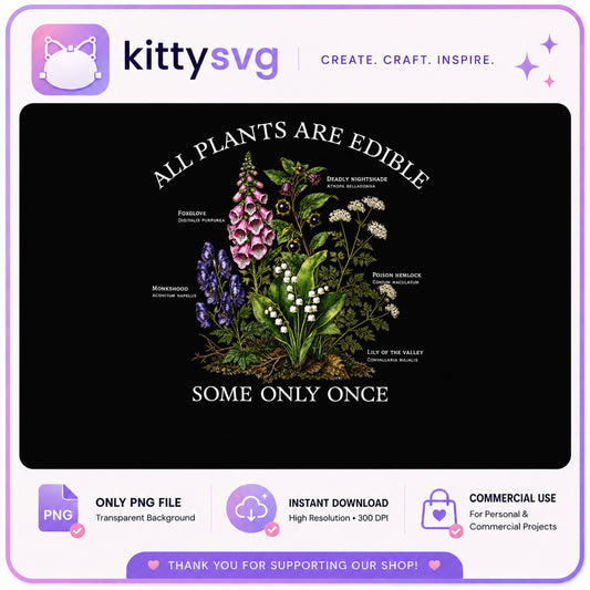 Funny Poison Plants PNG, Botanical Dark Humor, Witchy PNG