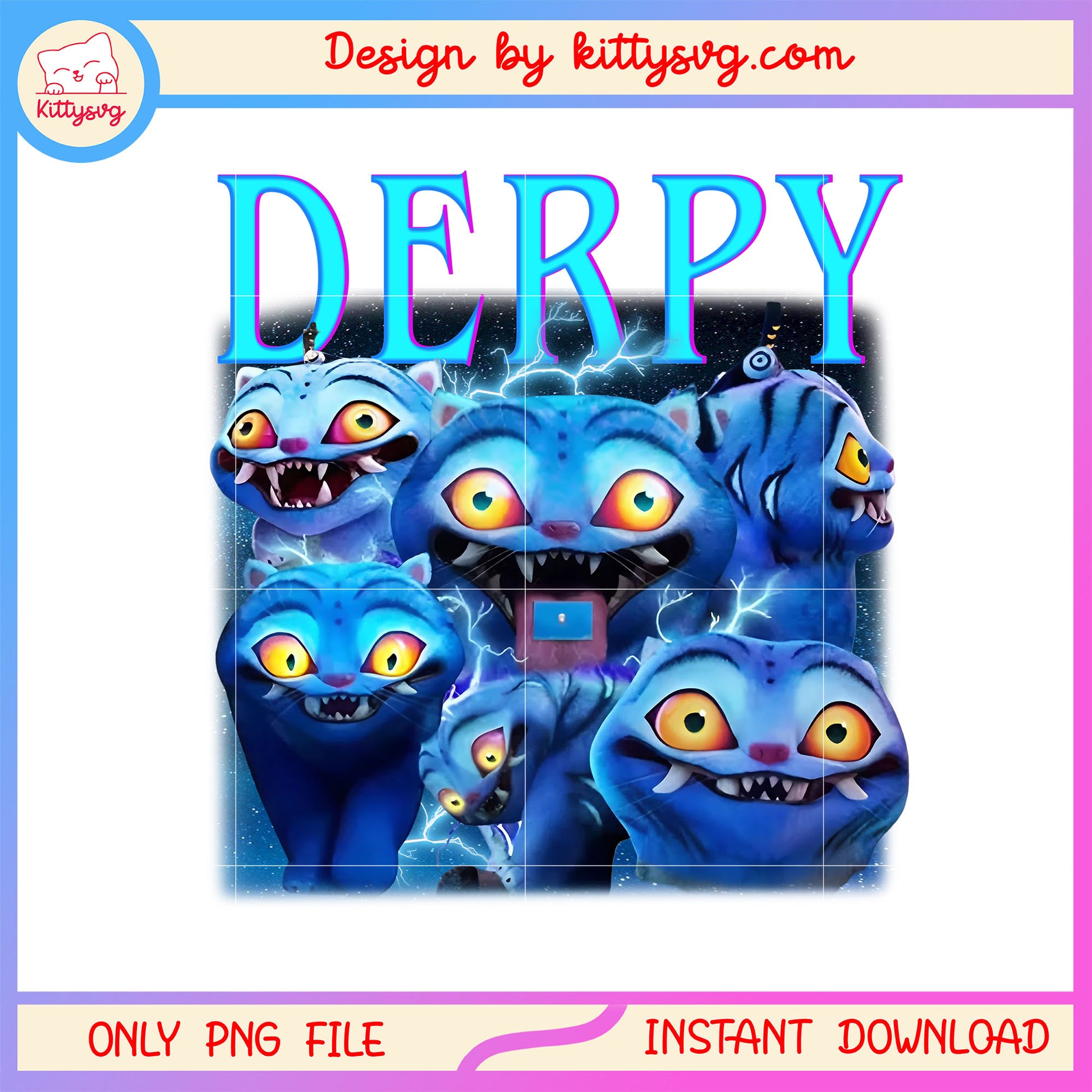 Funny derpy tiger character png, cute demon derpy png