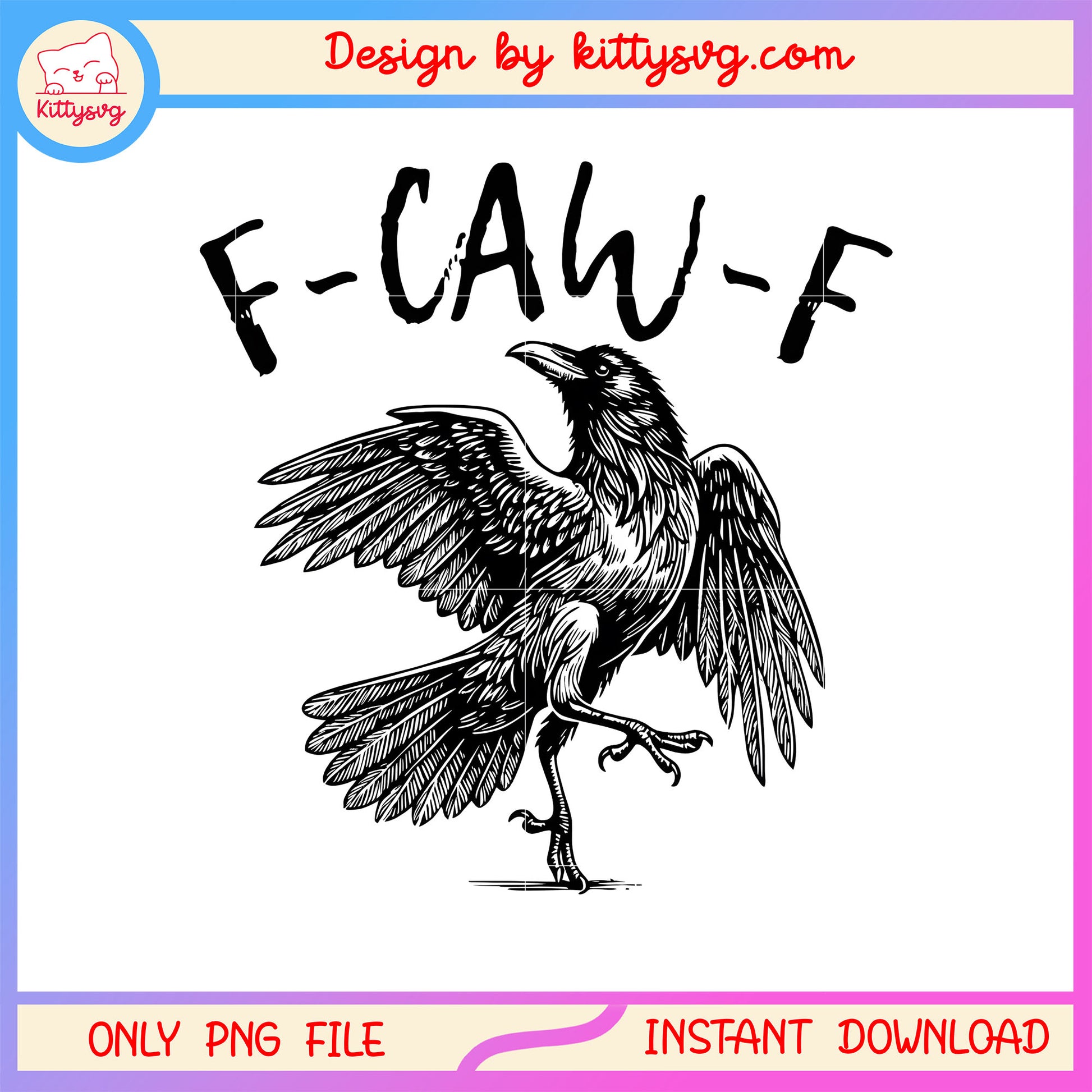 Funny f-caw-f riven halloween clipart png, gothic crow art png