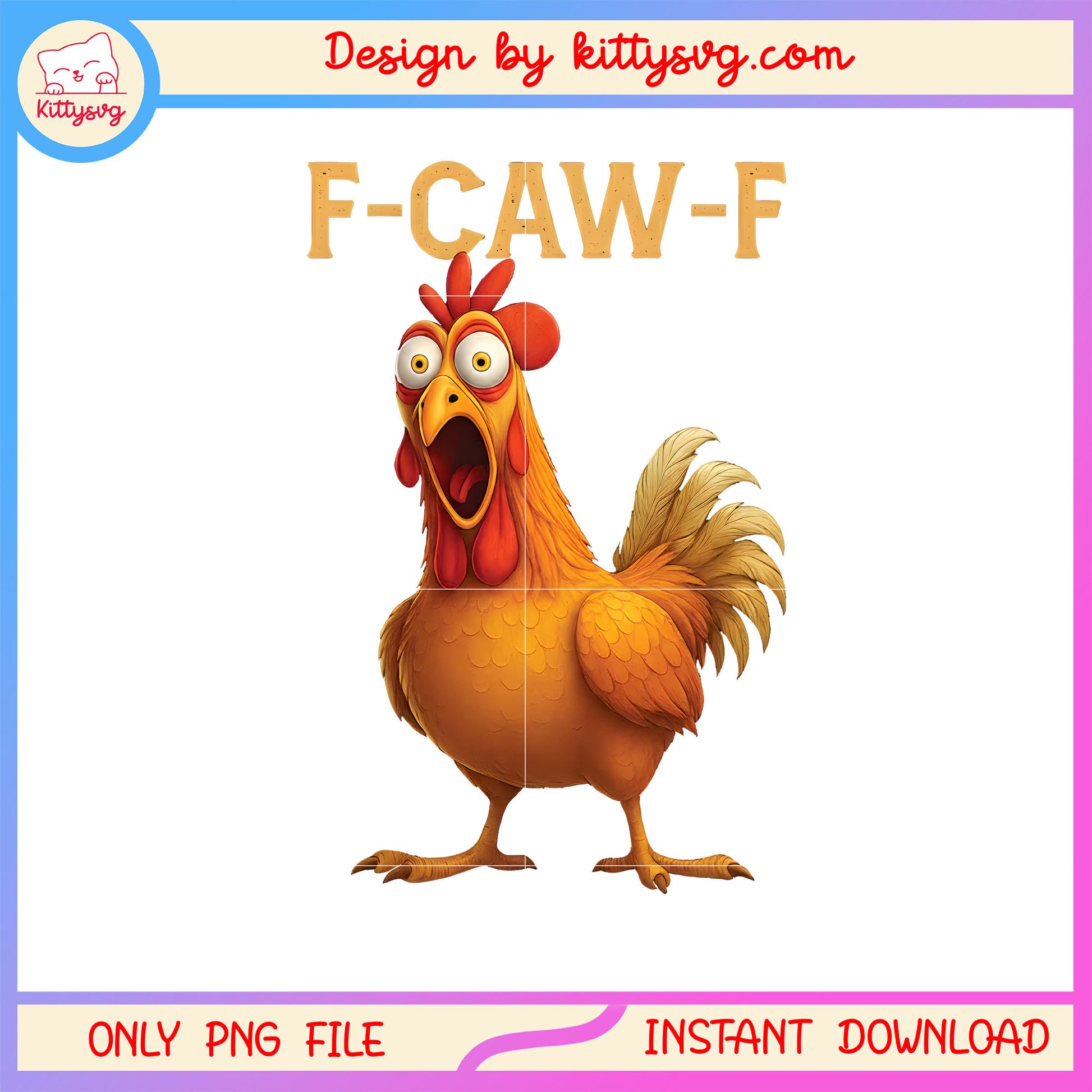 Funny f-caw-f rooster screaming design png, screaming bird meme png