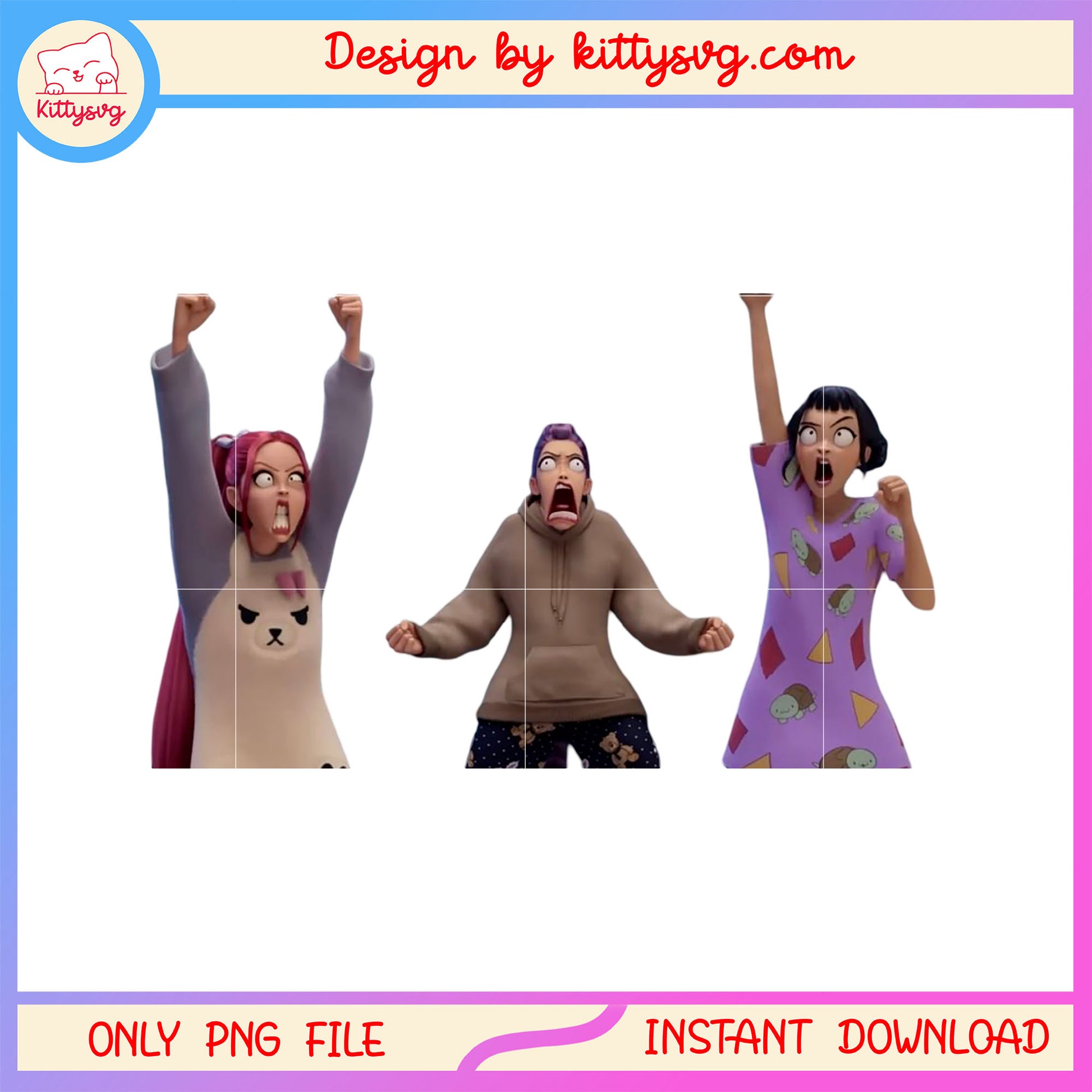 Funny kpop demon hunters picture png, group of kpop png