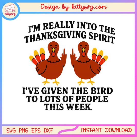 Funny turkey flip off design svg, happy thanksgiving svg
