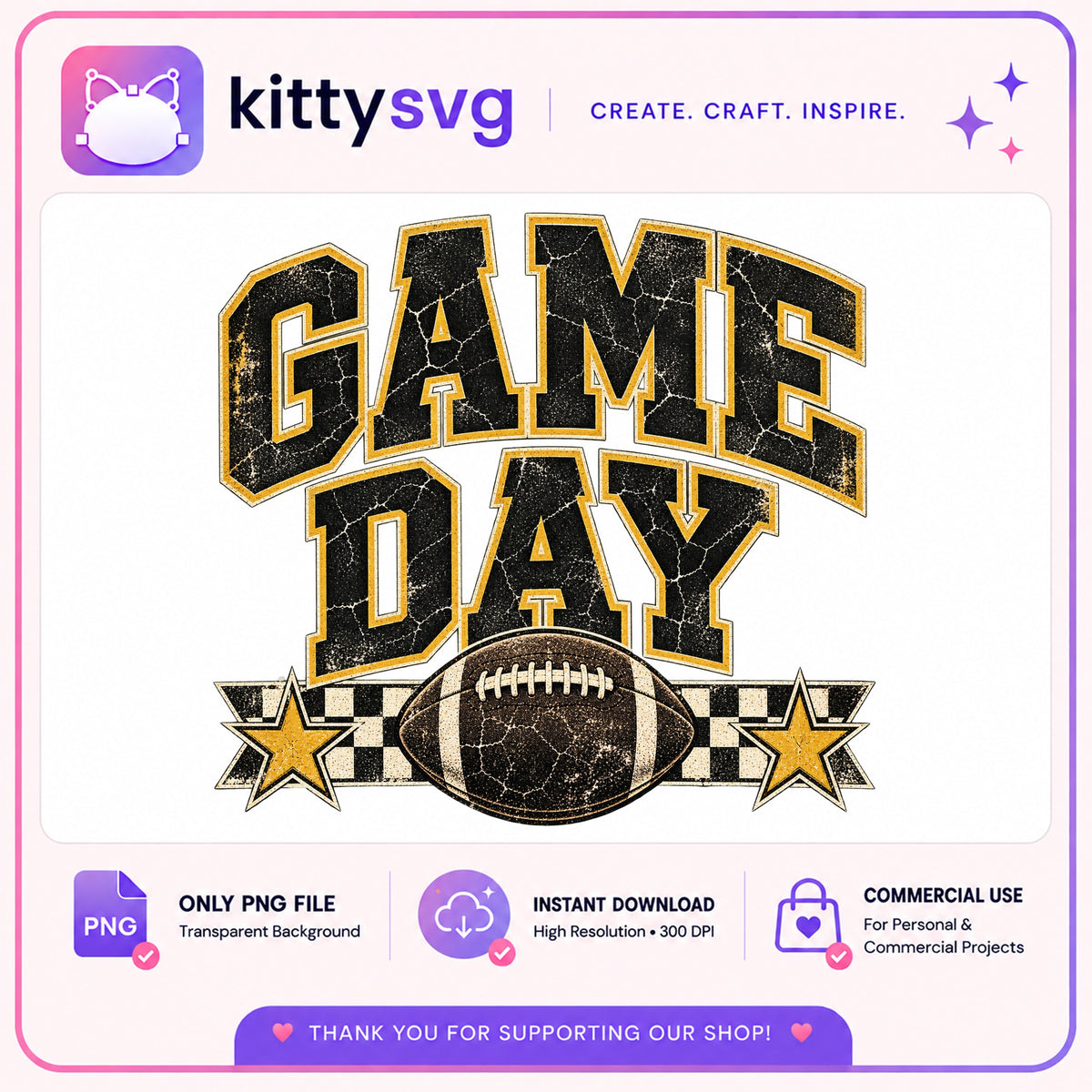 Game Day Football PNG, Retro Grunge Football Shirt, Football PNG