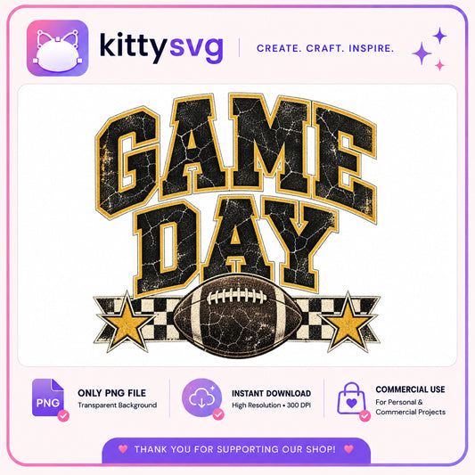 Game Day Football PNG, Retro Grunge Football Shirt, Football PNG