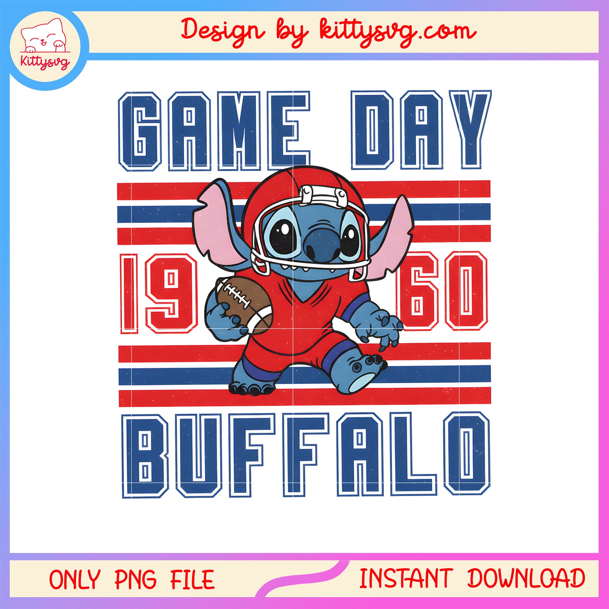 Game day 1960 buffalo bills stitch disney png, buffalo bills nfl png