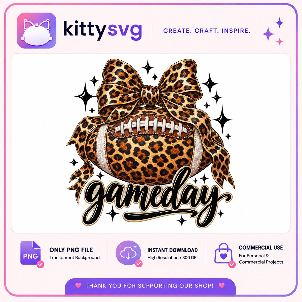 Gameday Football Leopard Bow PNG, Game Day PNG, Football PNG