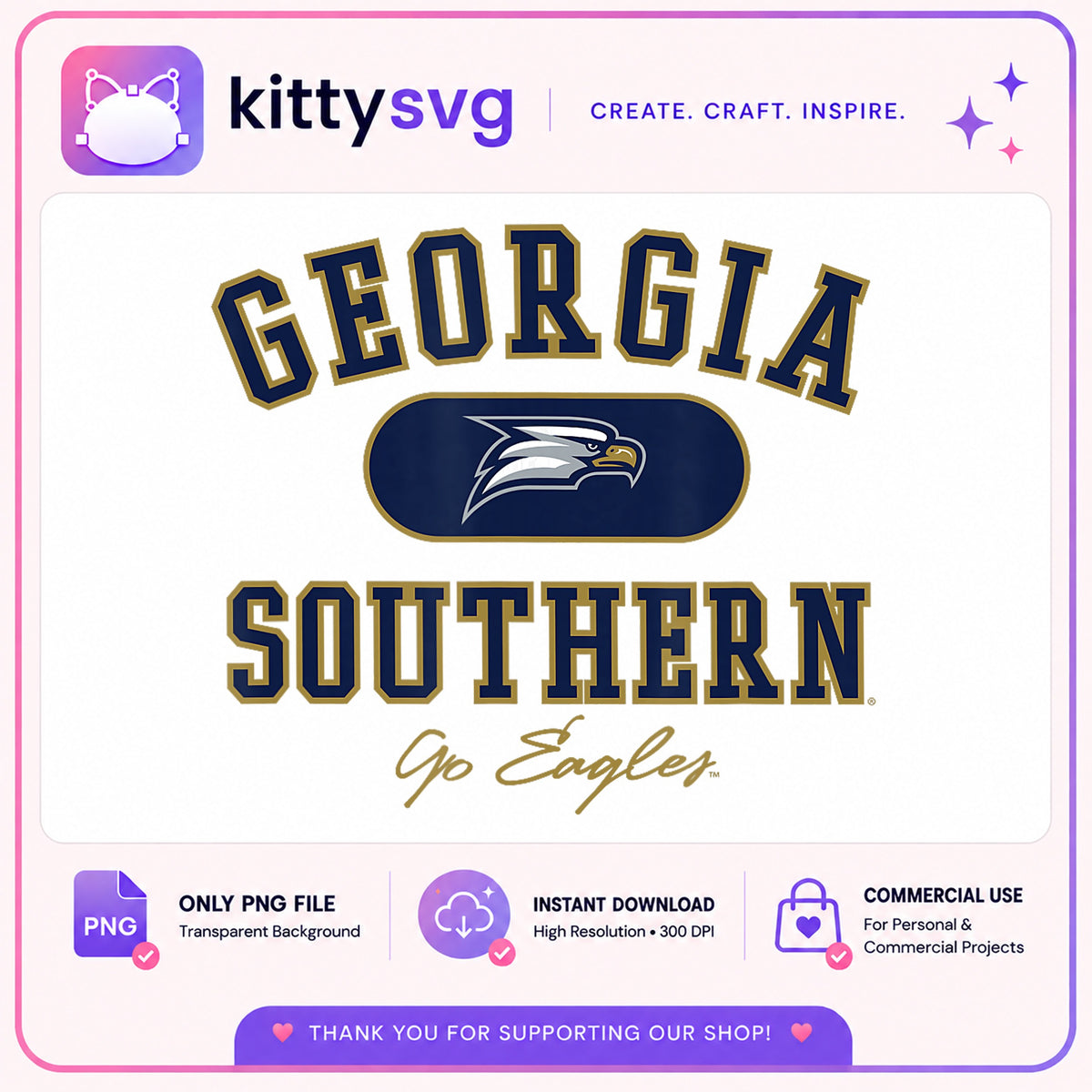 Georgia Southern Eagles PNG, Go Eagles Shirt PNG, College PNG