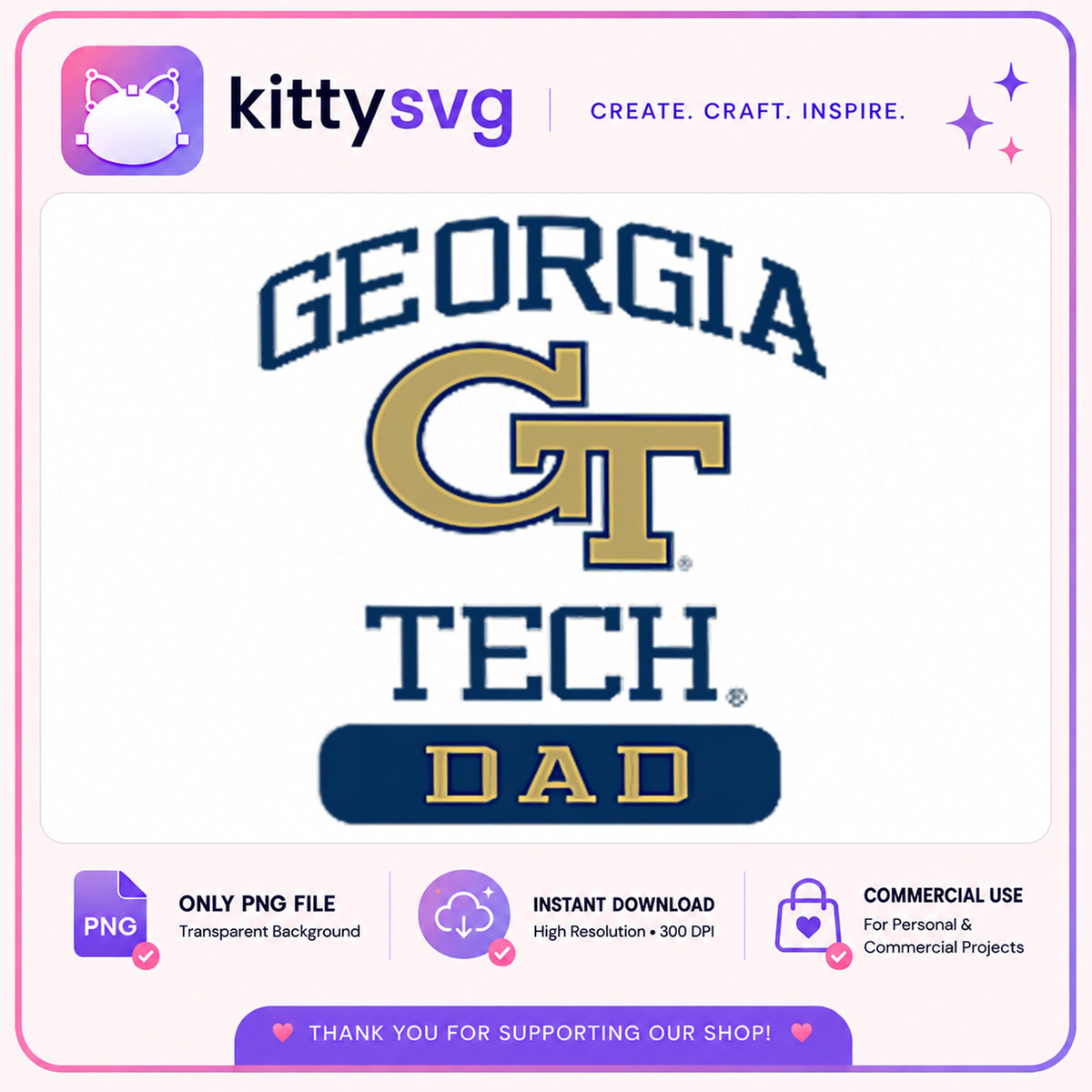 Georgia Tech Dad PNG, College Football Dad PNG, GT Dad PNG