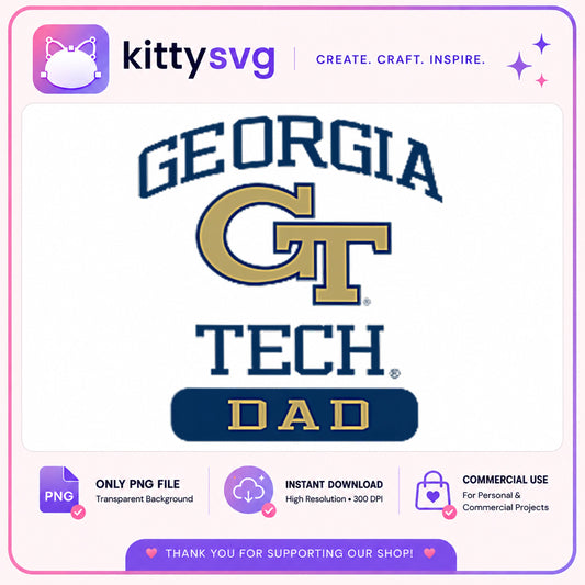 Georgia Tech Dad PNG, College Football Dad PNG, GT Dad PNG