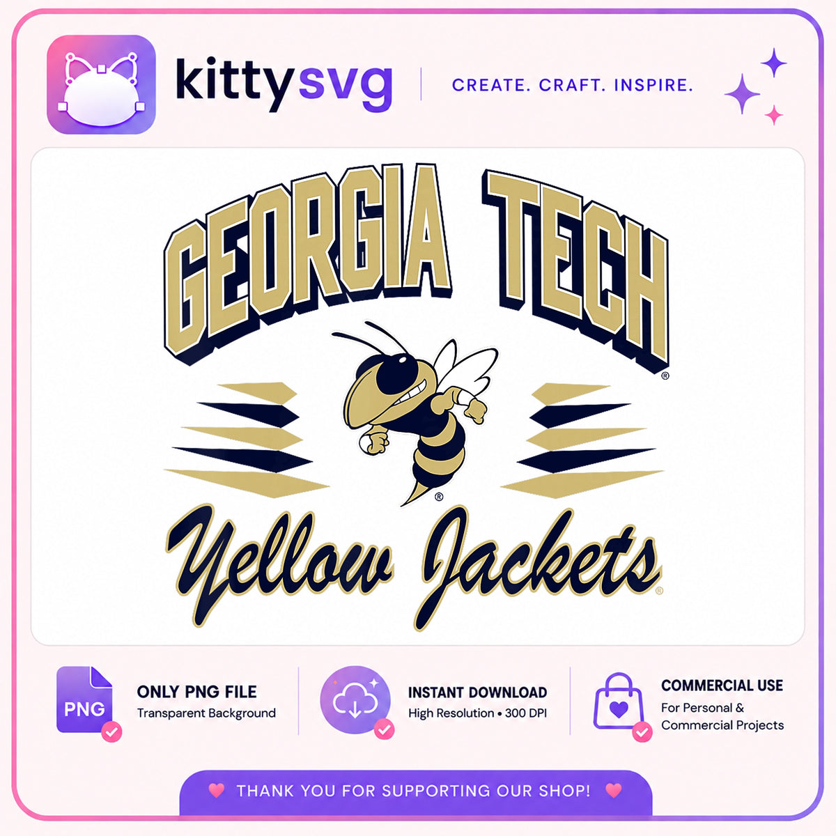 Georgia Tech Yellow Jackets PNG, College Mascot PNG, Buzz PNG