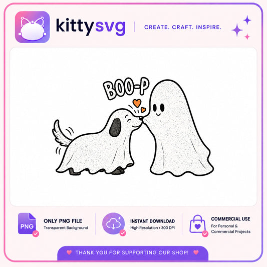 Ghost Dog Boo-P Halloween PNG, Cute Ghost Dog PNG, Spooky PNG