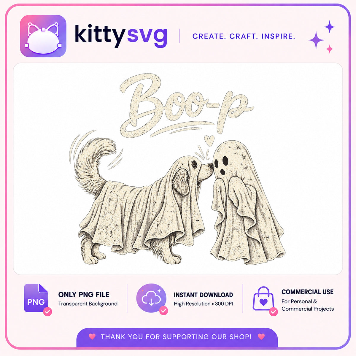 Ghost Dog Boo-p Halloween PNG, Spooky Dog Ghost PNG, Halloween Dog PNG
