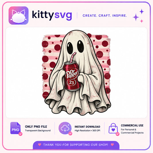 Ghost Drinking Dr Pepper PNG, Spooky Ghost PNG, Halloween PNG