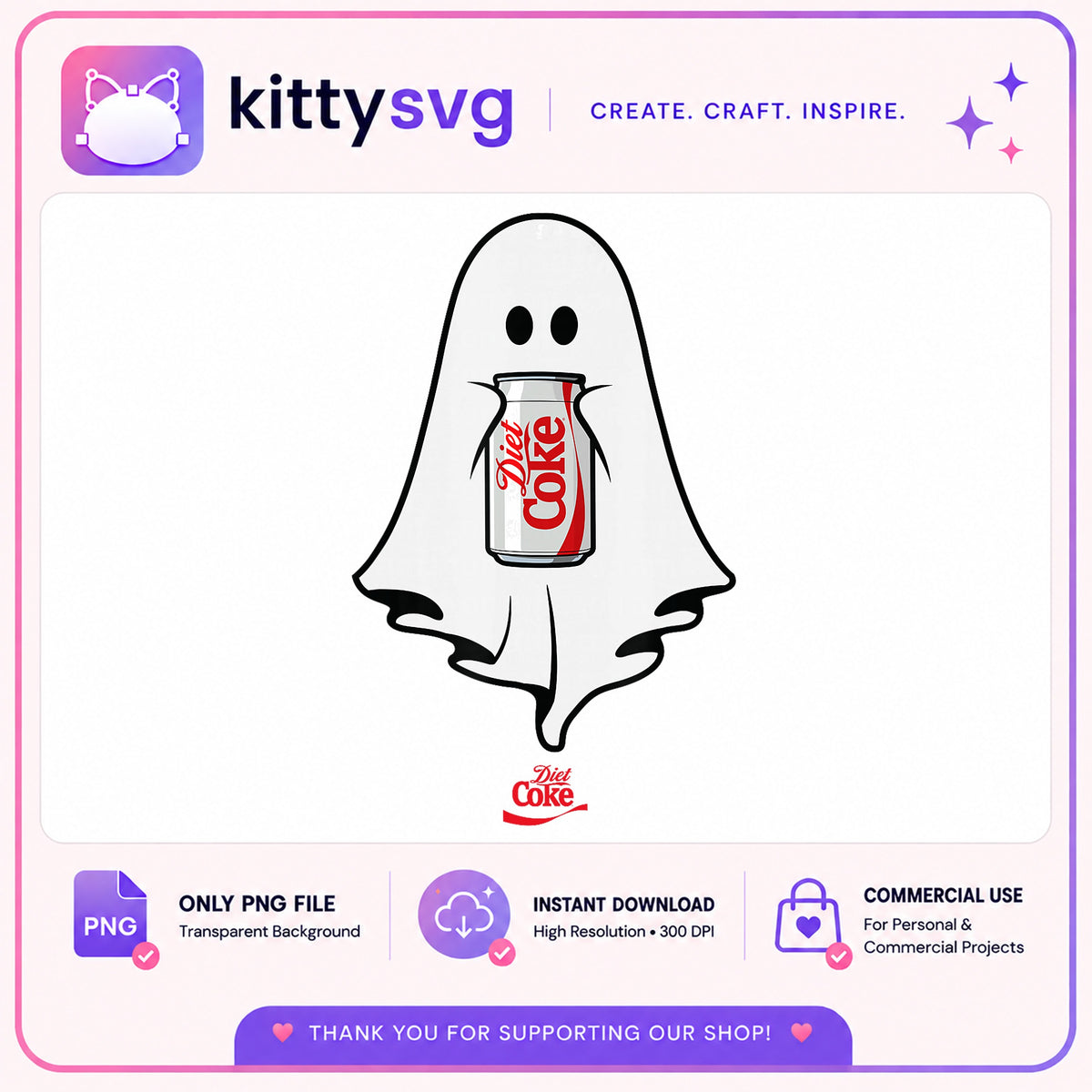 Ghost Holding Diet Coke PNG, Halloween Ghost PNG, Spooky PNG