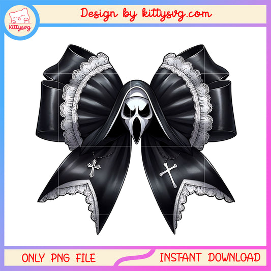 Ghost face bow halloween design png, halloween ghostface and bow png