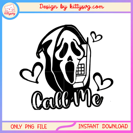 Ghostface call me horror head heart design png, scream horror film png